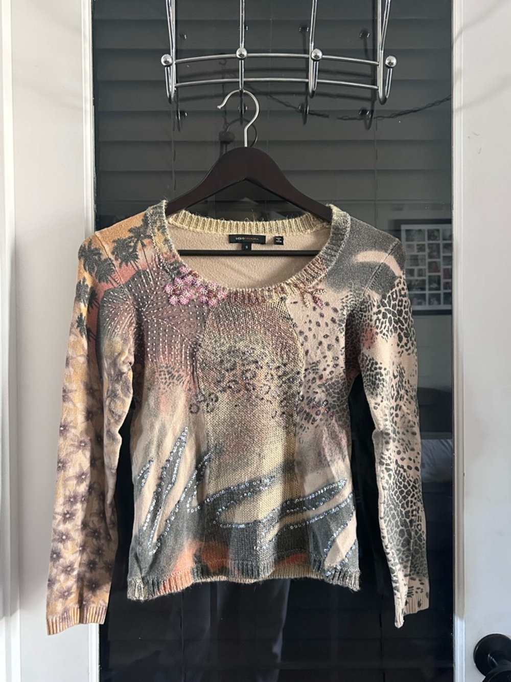 Animal & Tropical AOP Embellished Sweater